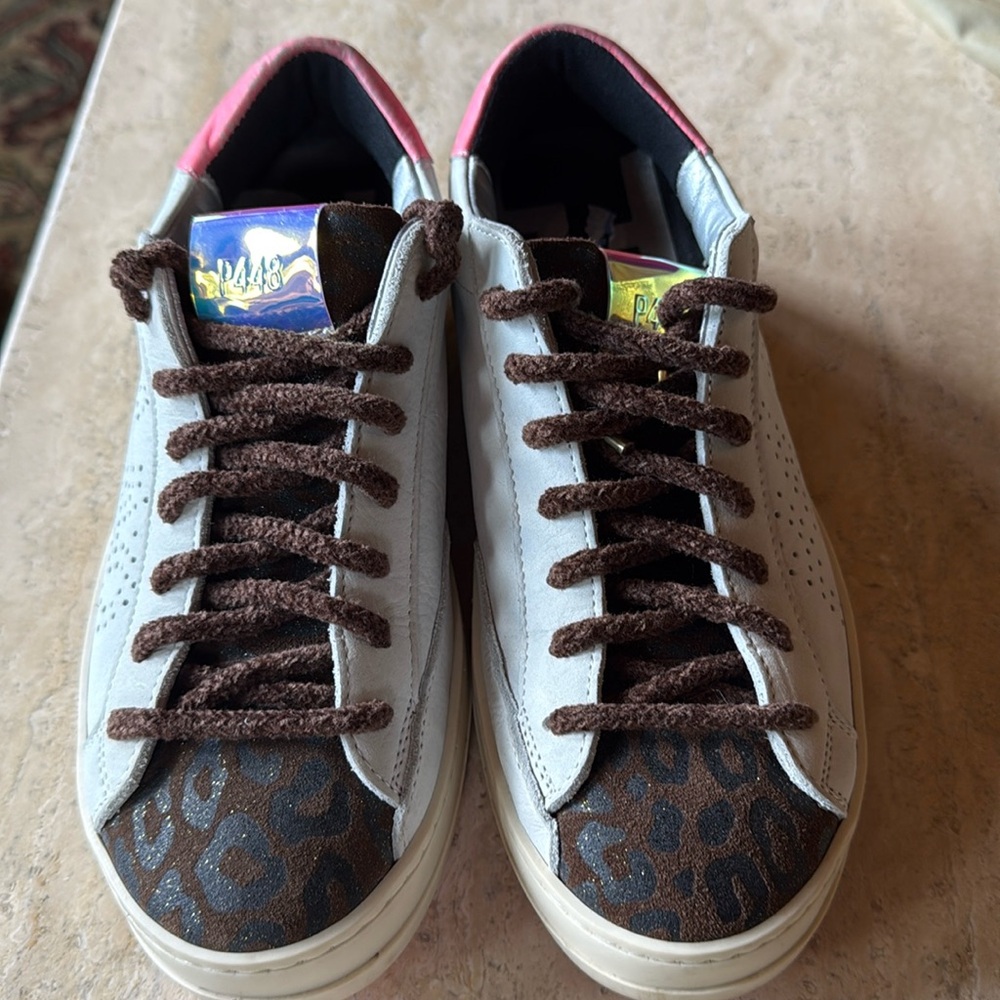P448 John Sneakers in Leopard and Pink New. Women's Size-38